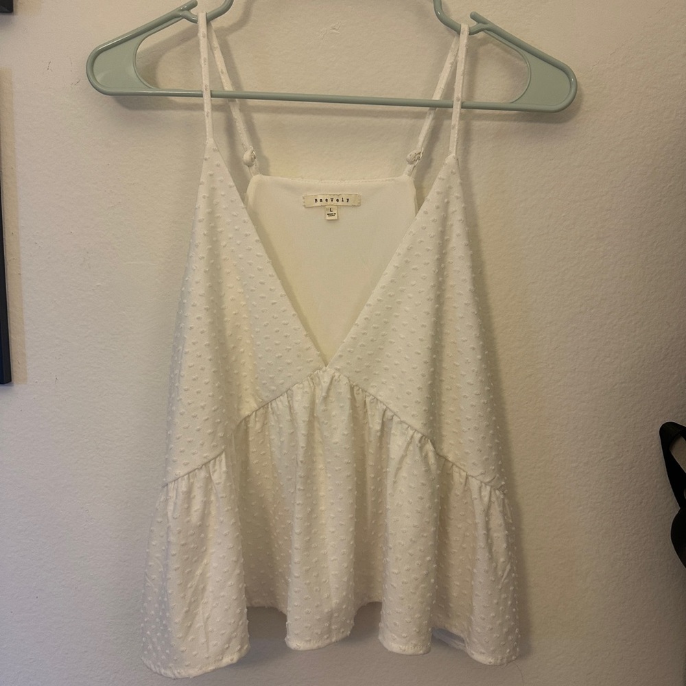 Anthropologie White Ruffled Tiered Camisole